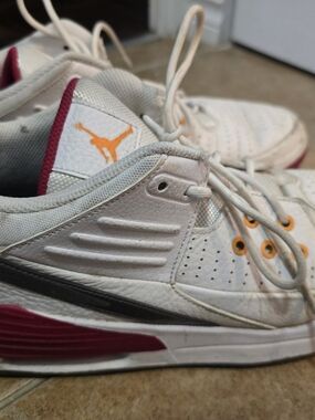 Jordan White Low-Top Sneakers with Pink & Orange Accents